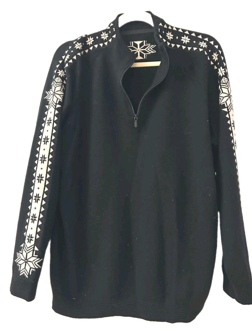 Dale of Norway Geilo Sweater Mens Size XL Black Merino Wool Ski VTG 1/4 Zip